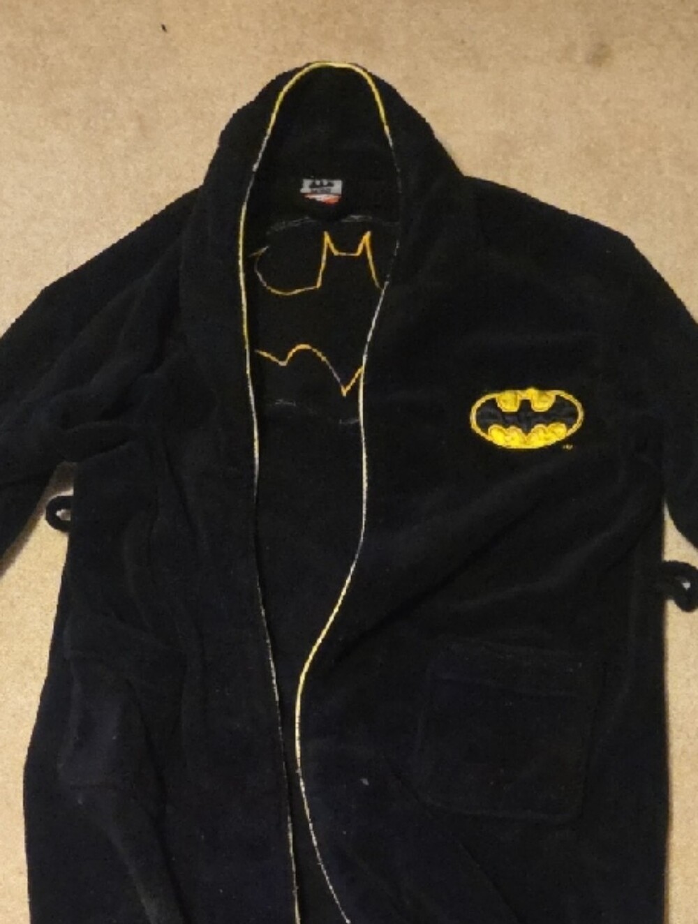 Batman Black Hooded Bathrobe with Yellow Logo
